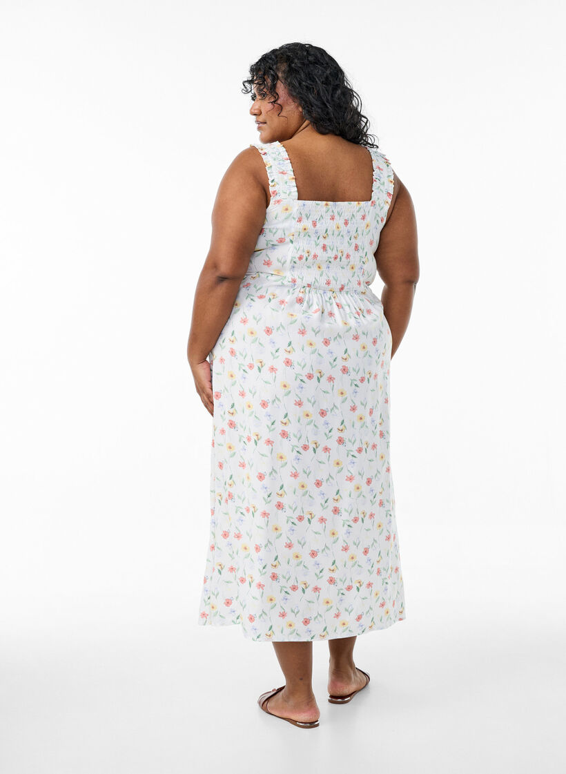 Robe d'&eacute;t&eacute; avec bretelles larges, Blanc, Model image number 1