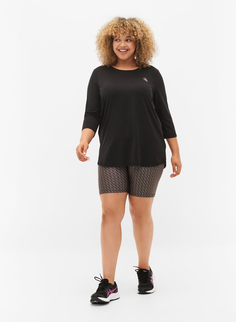 Top d'entraînement à manches 3/4, Noir, Model image number 1