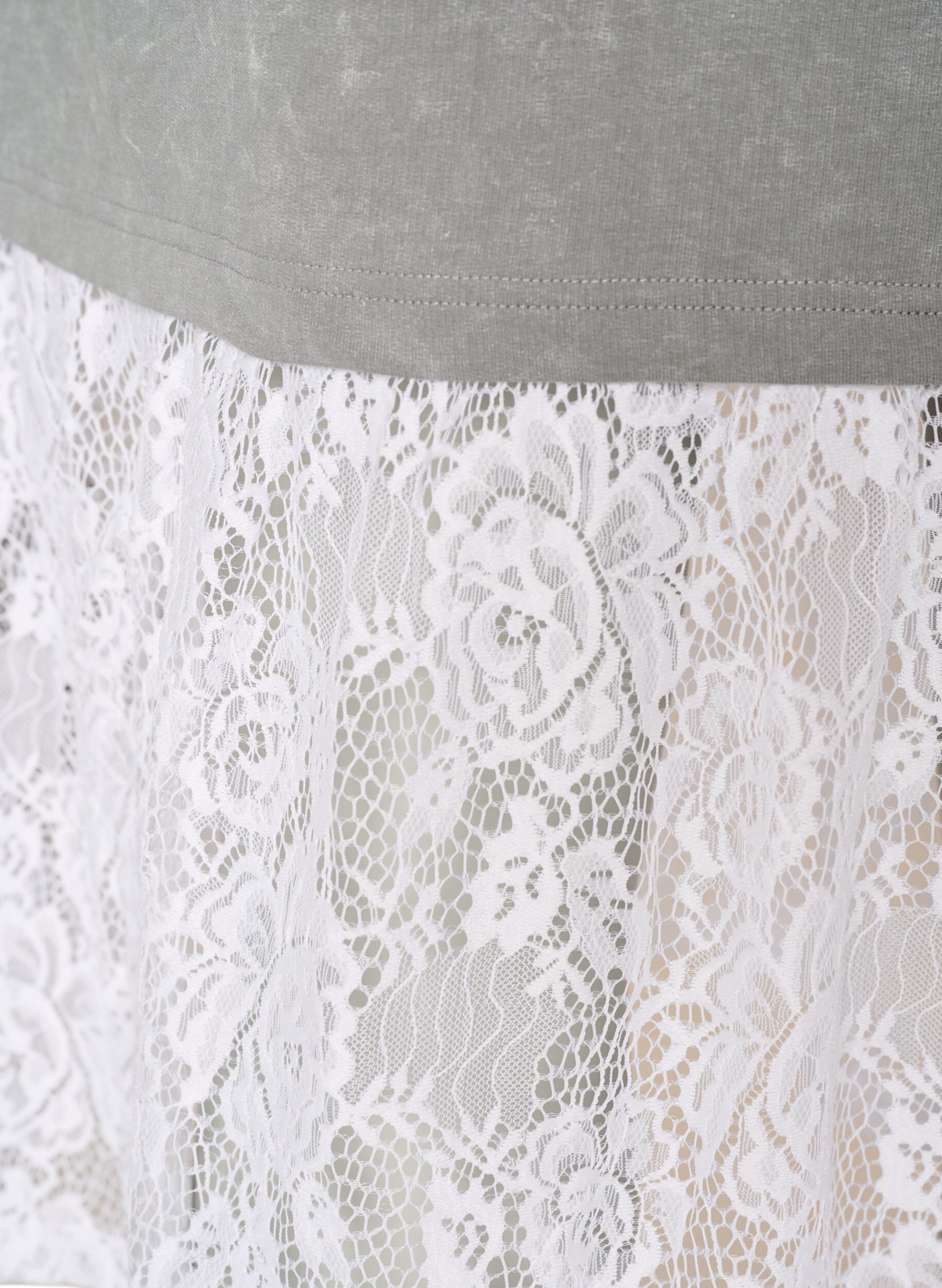 ZizziRobe T-shirt ample avec bordure en dentelle, Gris, Packshot image number 3