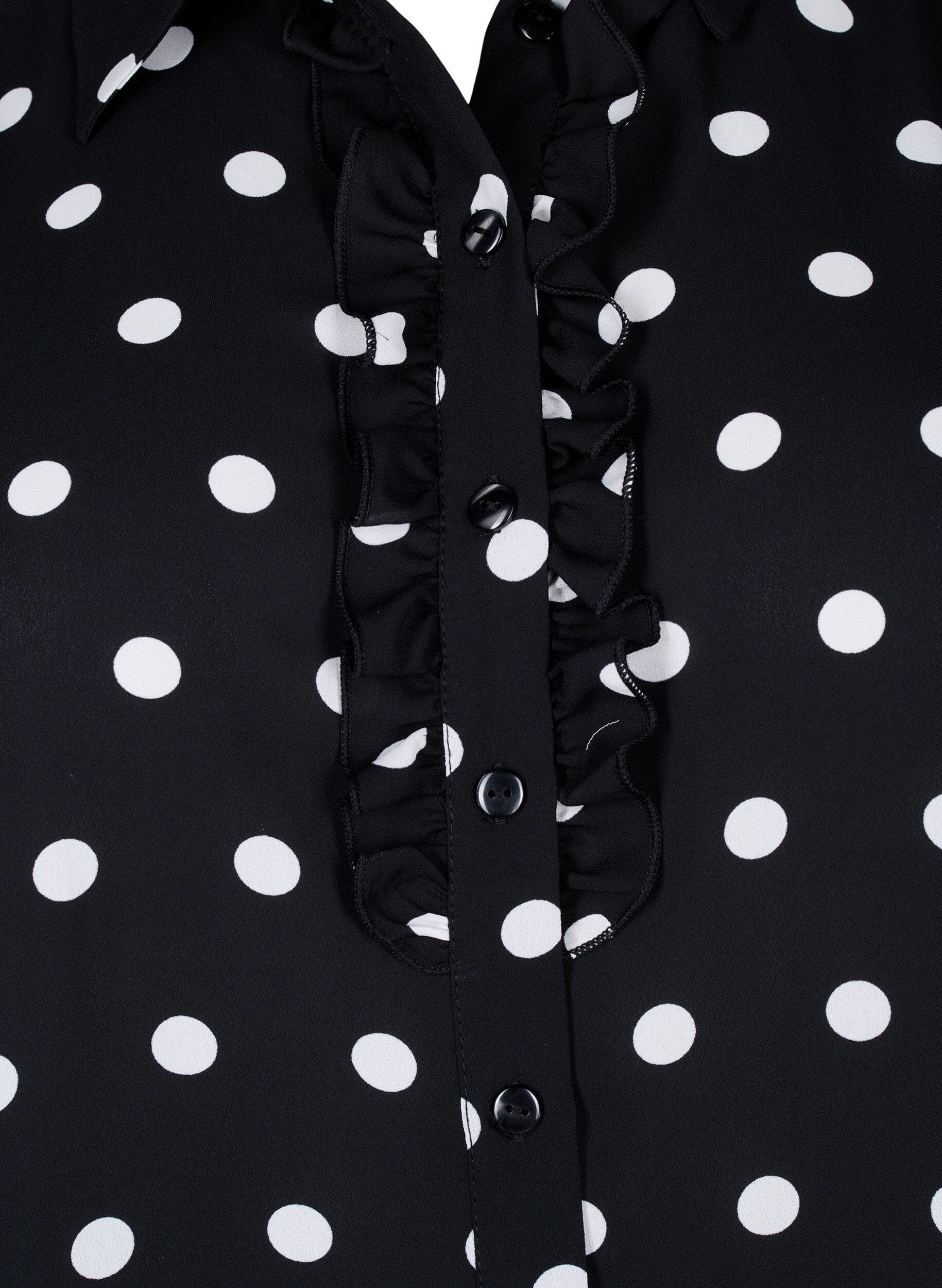 Zizzi Chemise &agrave; pois &agrave; jabots, Black W. White Dot, Packshot image number 2