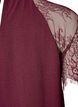 Blouse &agrave; col montant avec manches courtes en dentelle, Bordeaux, Packshot image number 3
