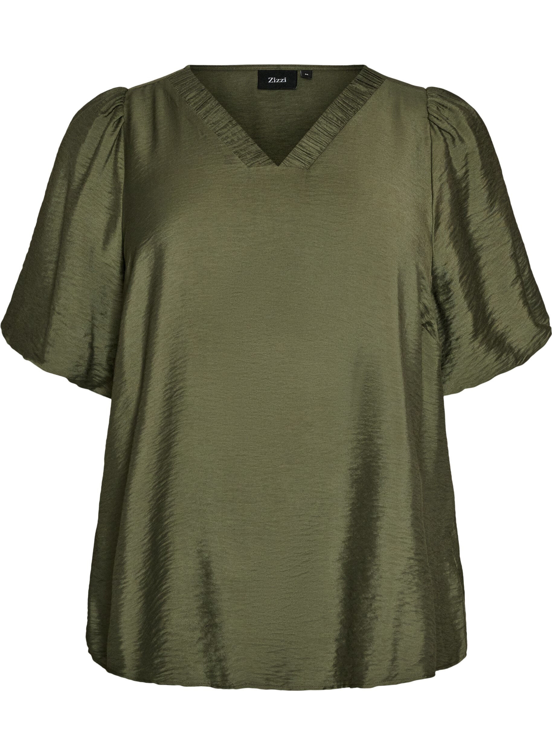 ZizziBlouse avec manches ballon et col en V, Vert, Packshot image number 0