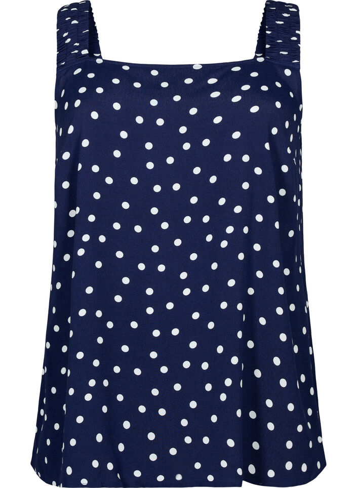 Top en viscose imprimé avec forme en A, Peacoat Dot, Packshot image number 0