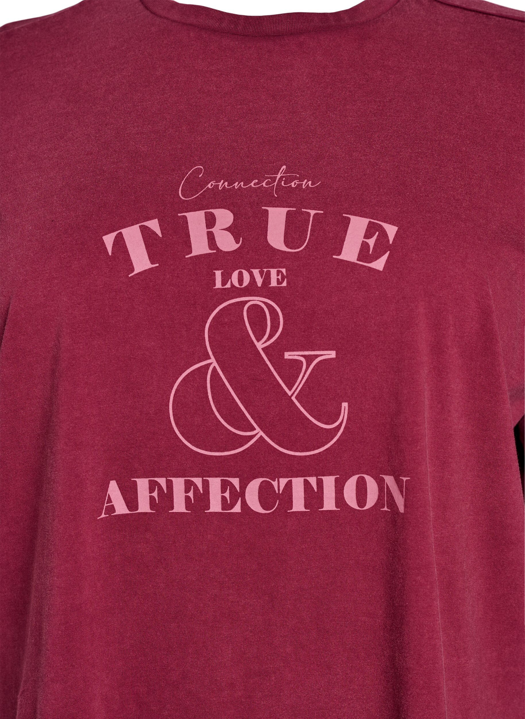 Zizzi T-shirt court &agrave; coupe ample, Bordeaux fonc&eacute;, Packshot image number 2