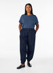 T-shirt ray&eacute; en viscose avec un col rond, Bleu, Model image number 1