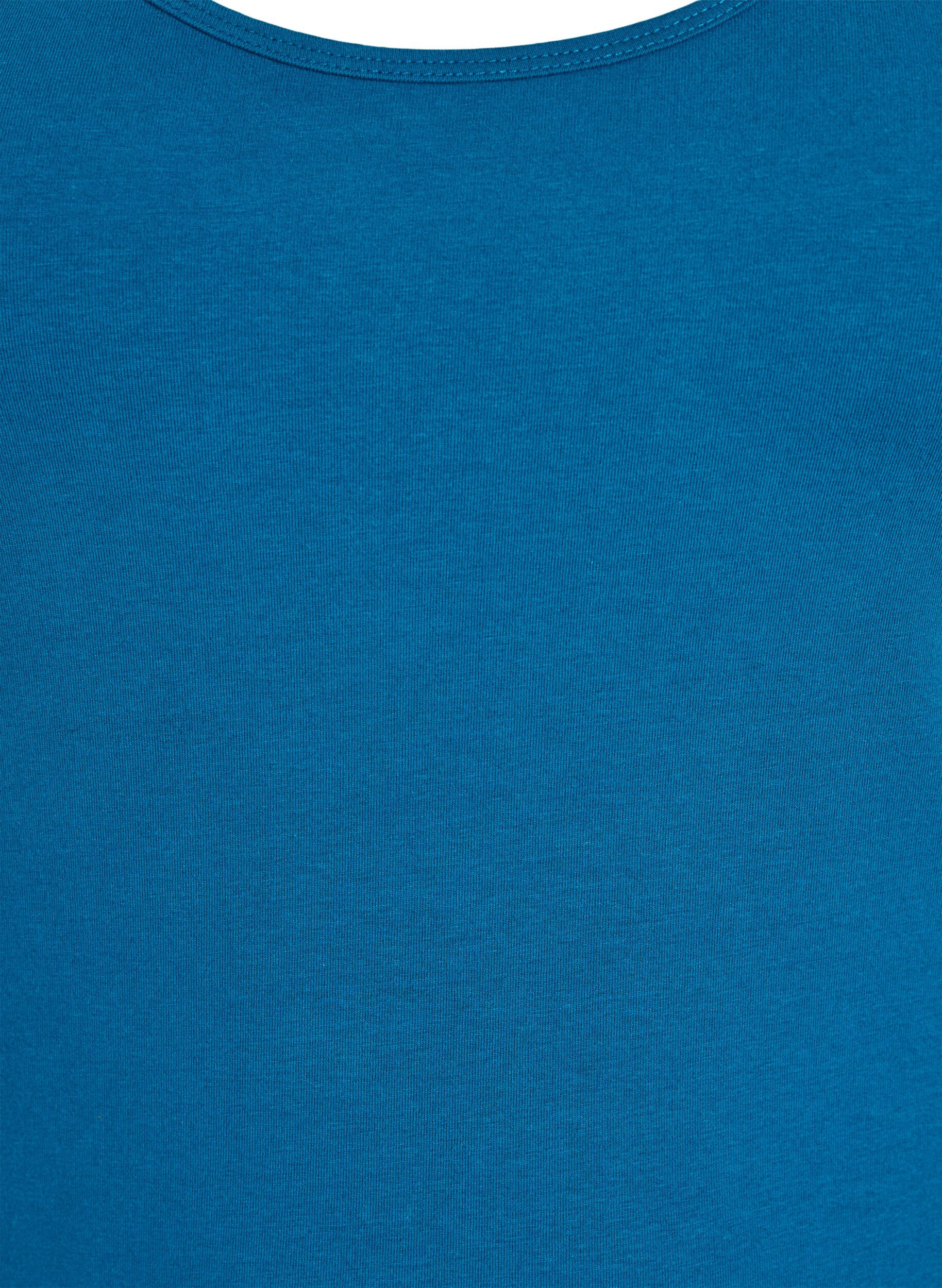 Zizzi Haut basic uni en coton, Bleu p&eacute;trole, Packshot image number 2