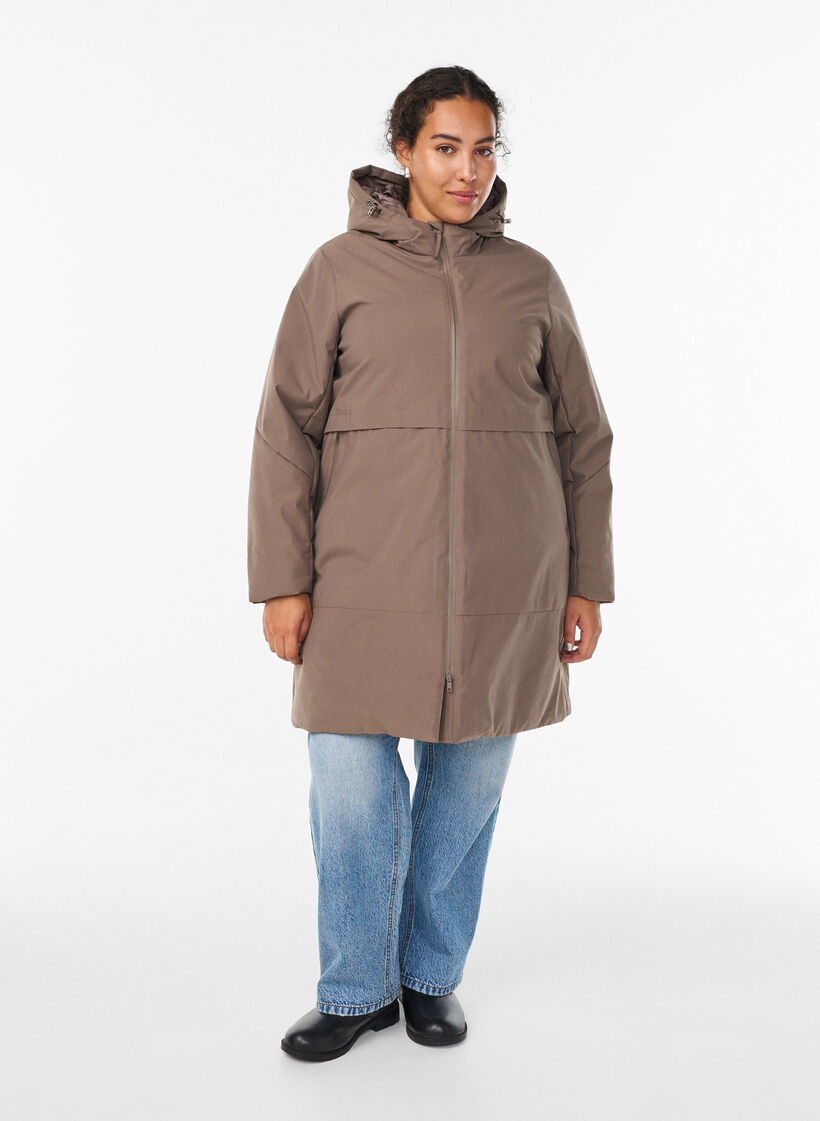 Veste d'hiver avec taille ajustable, Marron, Model image number 1