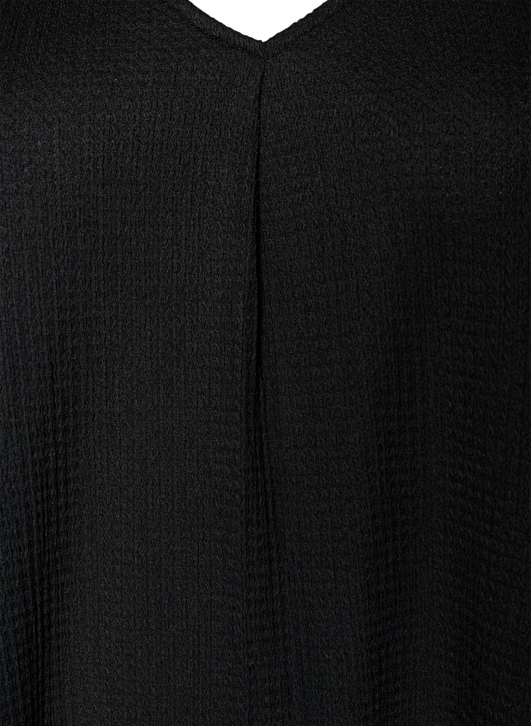 ZizziRobe midi avec col en V et texture, Noir, Packshot image number 2