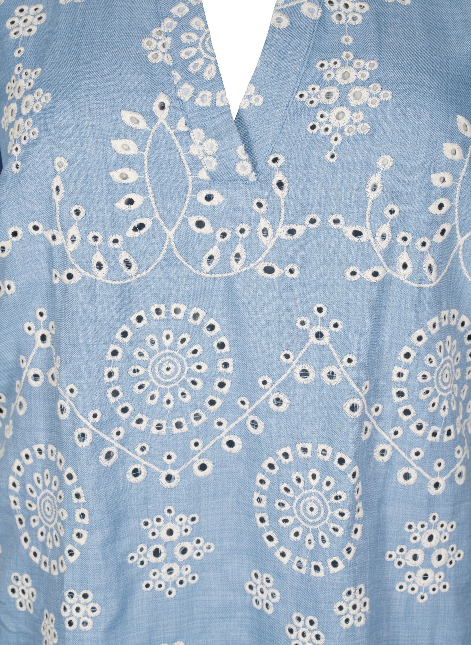 Zizzi Robe courte avec motif ajour&eacute; d&eacute;coratif, Bleu, Packshot image number 2