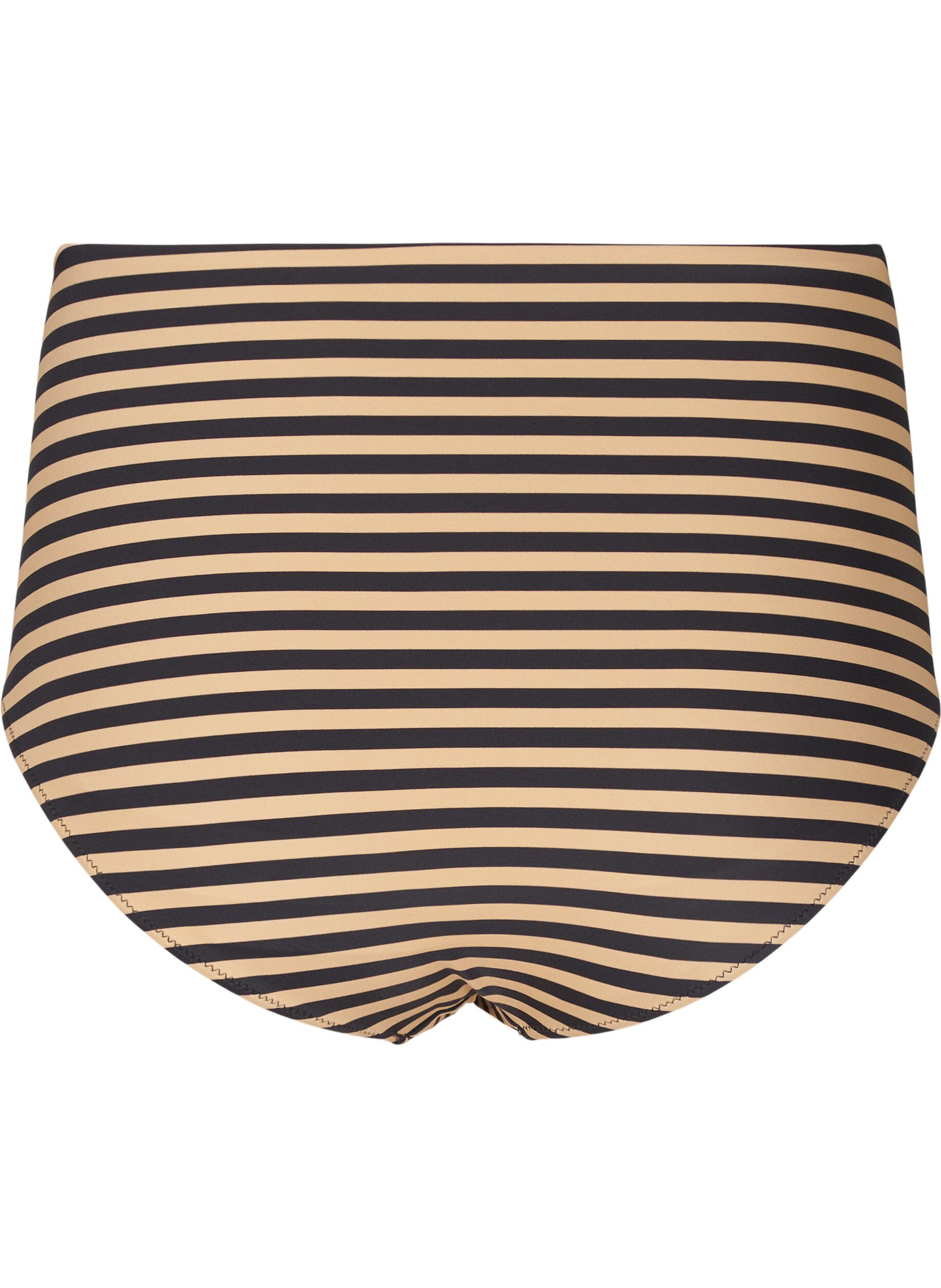 ZizziCulotte de bikini taille haute &agrave; rayures, Camel, Packshot image number 1