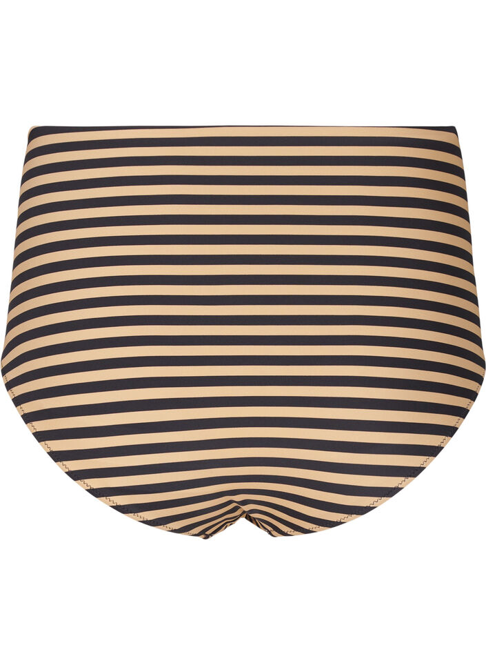 Culotte de bikini taille haute &agrave; rayures, Camel, Packshot image number 1
