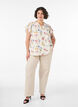 Blouse en viscose et lin avec manches &agrave; volants, Beige, Model image number 1