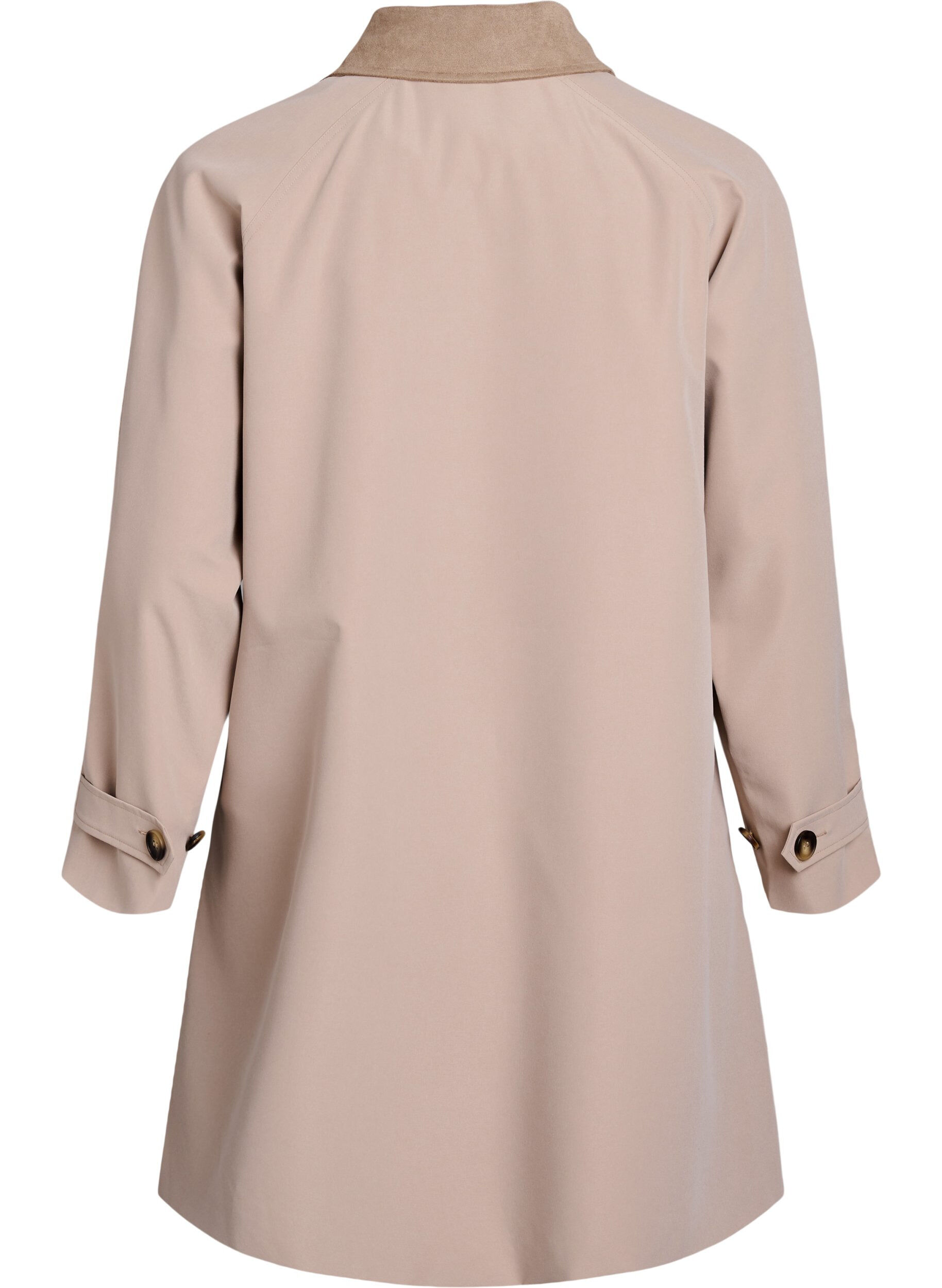 Zizzi Veste de printemps avec col en su&eacute;dine et fermeture &agrave; boutons cach&eacute;s, Beige, Packshot image number 1