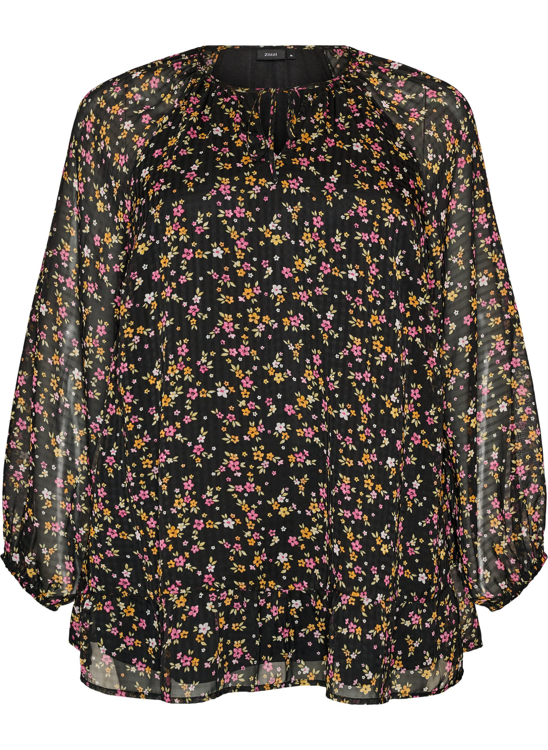 ZizziTunique imprim&eacute;e florale en coupe A, Noir, Packshot image number 0