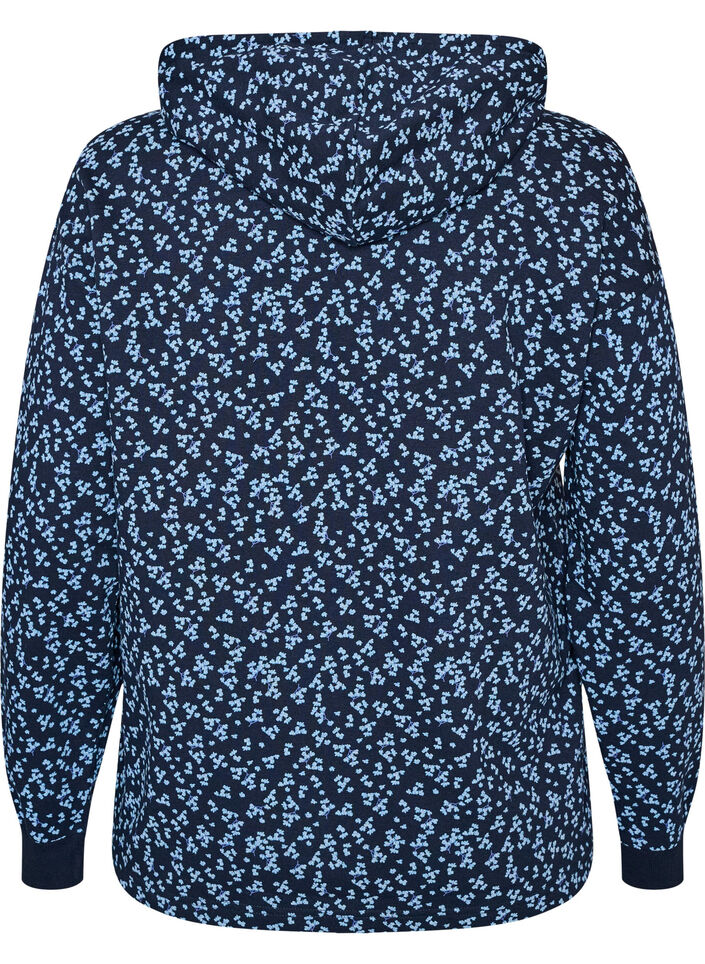 Sweat &agrave; capuche avec imprim&eacute; int&eacute;gral, Bleu, Packshot image number 1