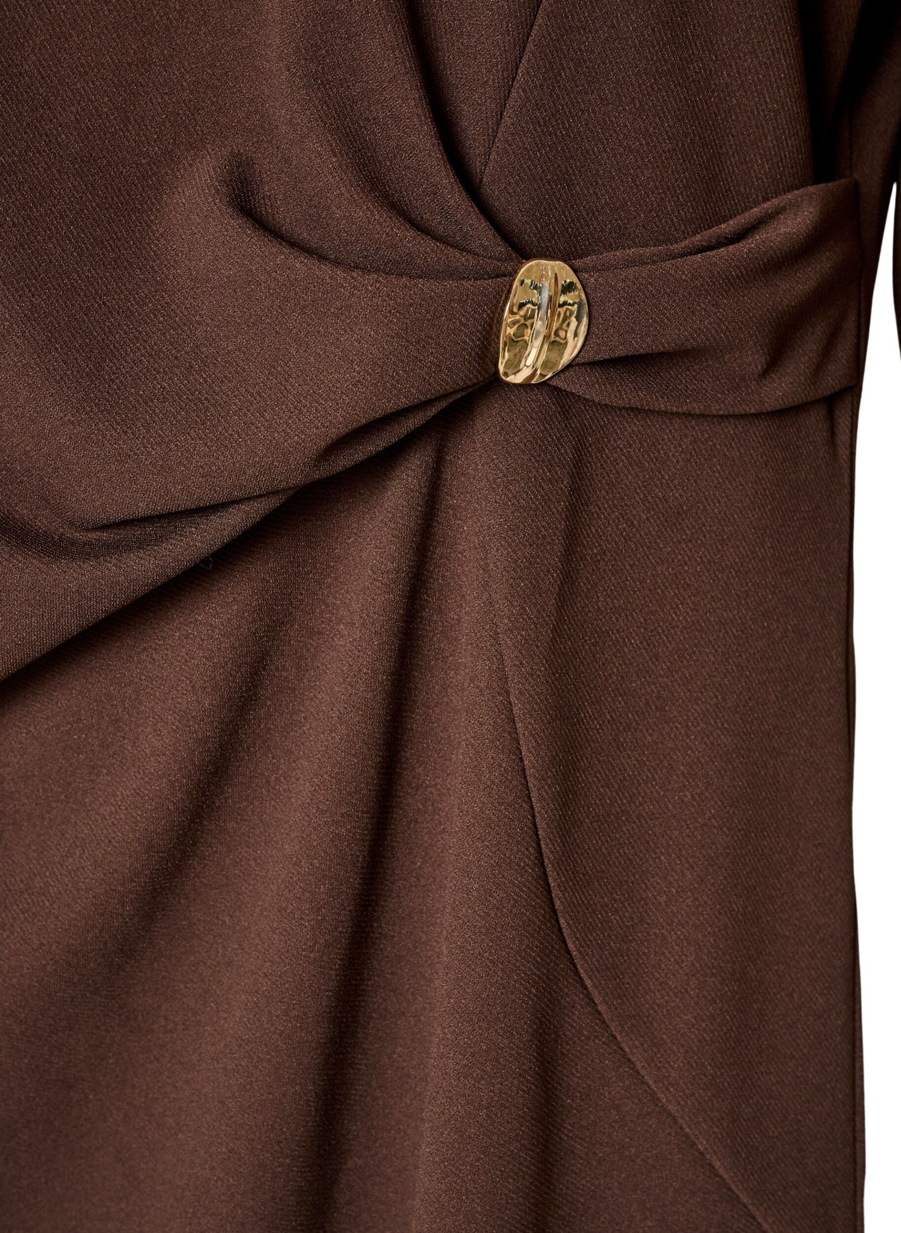 ZizziRobe en jersey avec drap&eacute; et boucle d&eacute;corative, Marron, Packshot image number 3