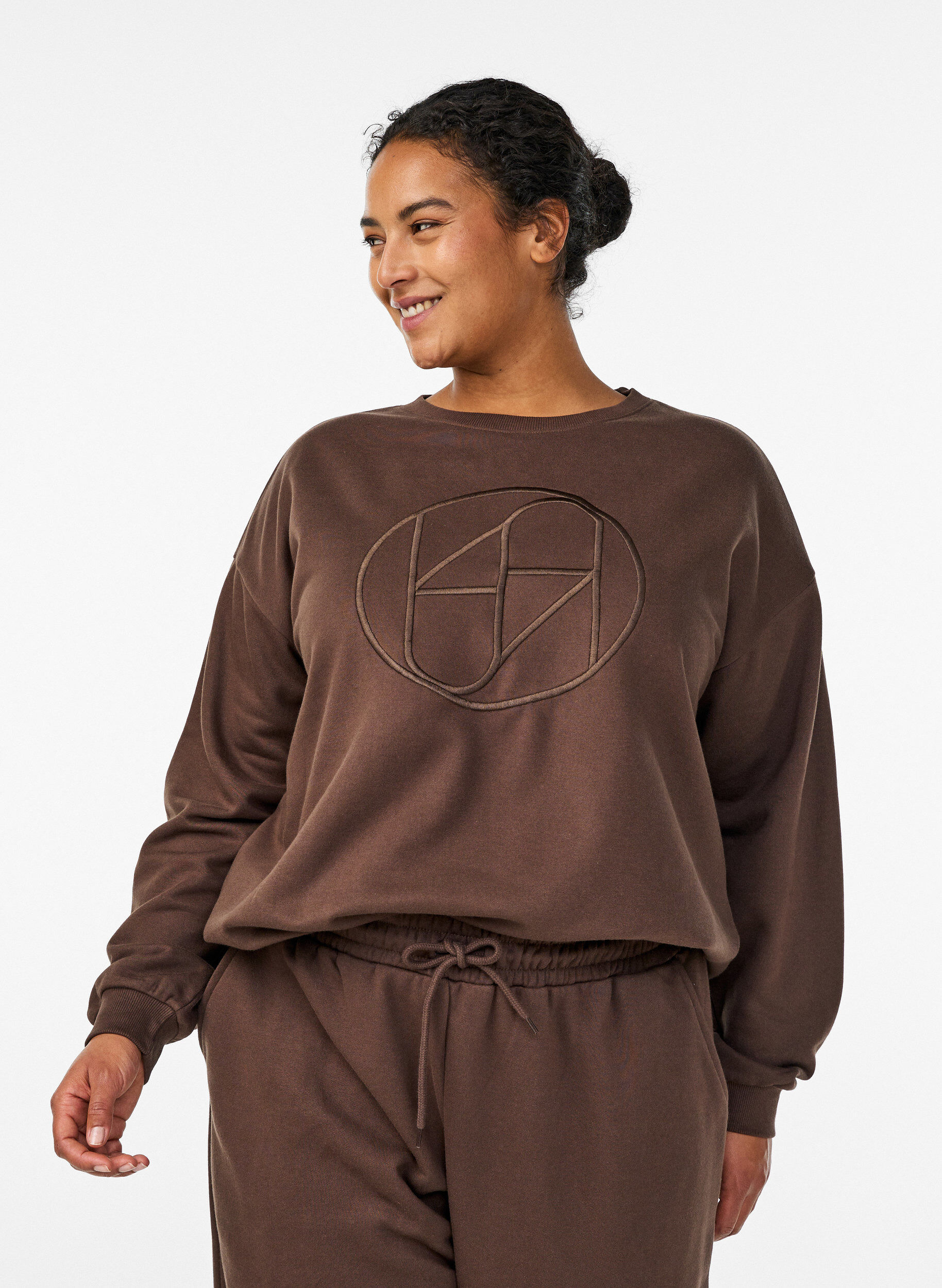 ZizziSweatshirt avec motif, Marron, Model image number 0