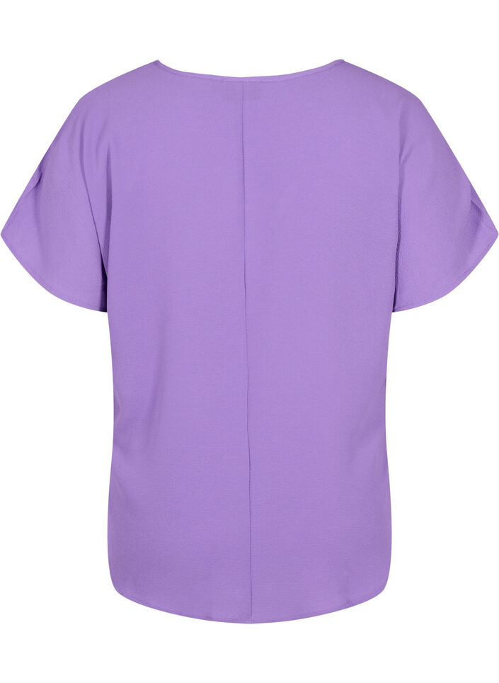 Blouse à manches courtes et encolure ronde, Violet, Packshot image number 1