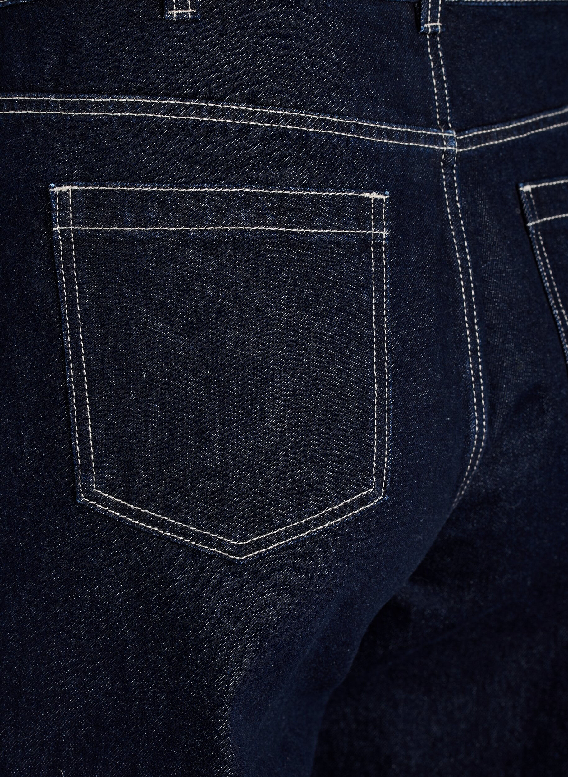ZizziJean coupe large avec de larges revers et surpiq&ucirc;res contrastantes, Bleu, Packshot image number 3