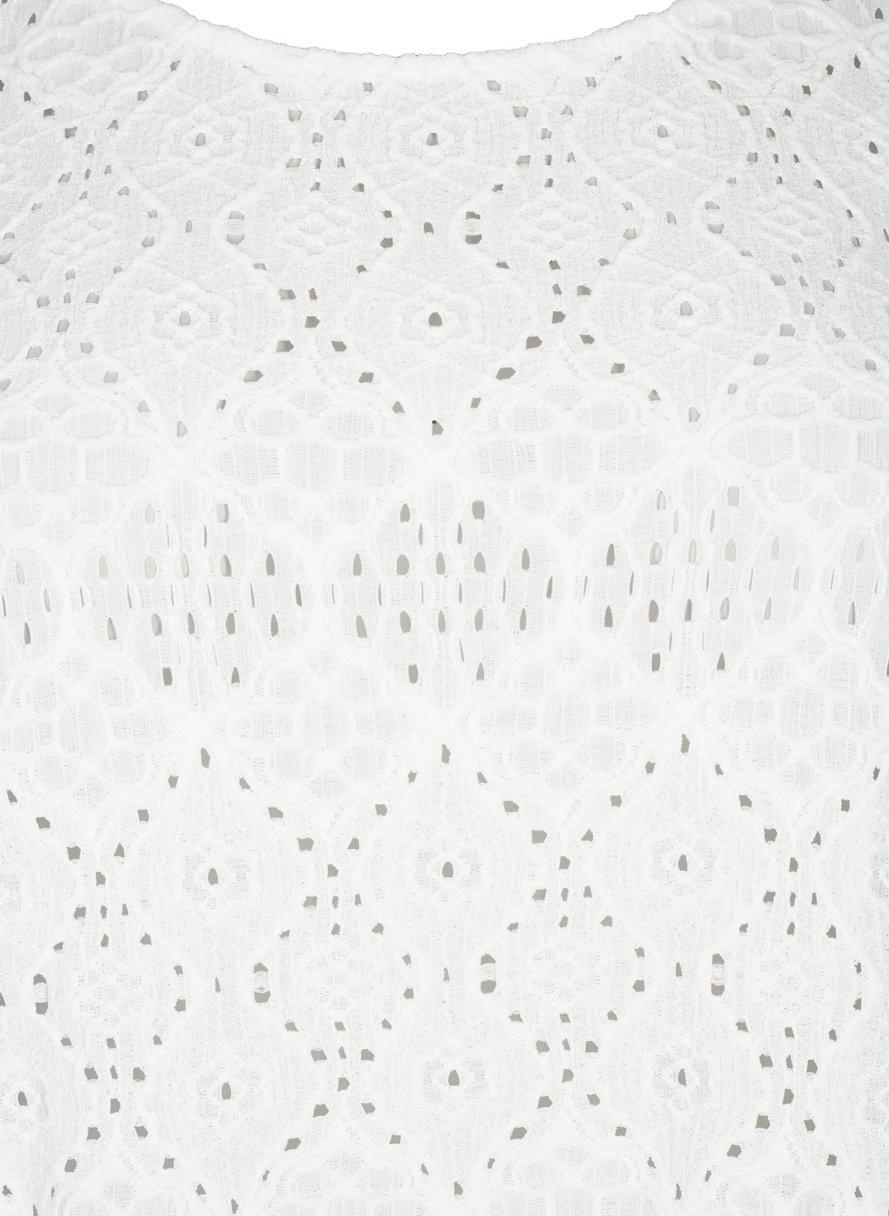 Zizzi Chemisier &agrave; manches courtes avec motif de dentelle, Bright White, Packshot image number 2