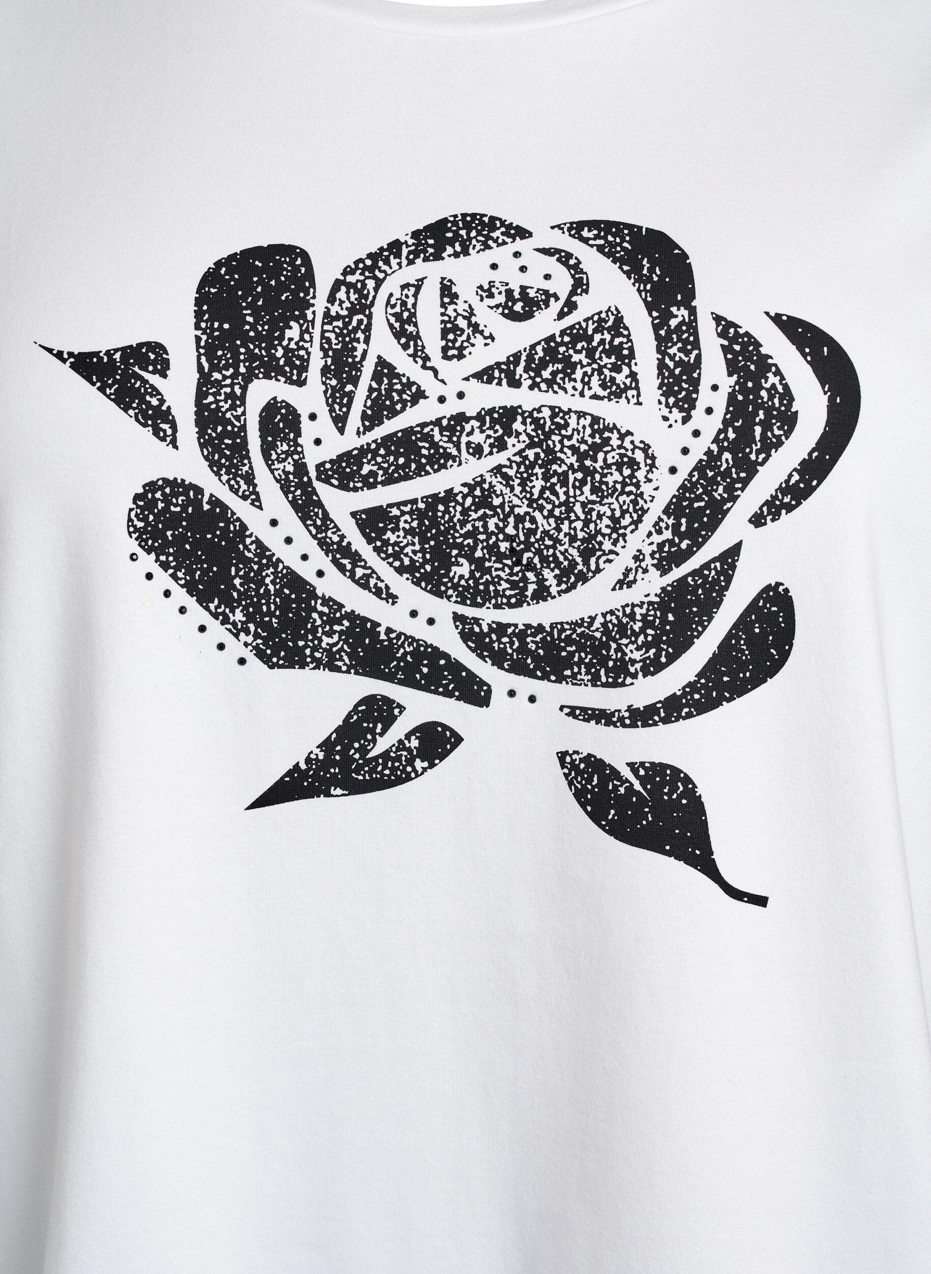 Zizzi T-shirt en coton biologique avec imprim&eacute; floral, B. White w. Rose, Packshot image number 2