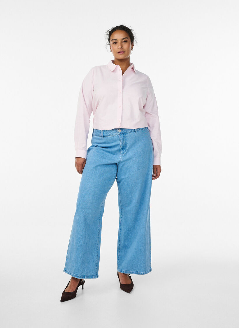 Chemise &agrave; manches longues en coton, Rose, Model image number 1