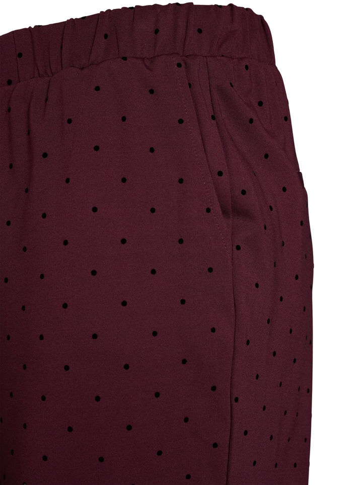 Pantalon &agrave; pois taille haute et coupe droite, Bordeaux, Packshot image number 2