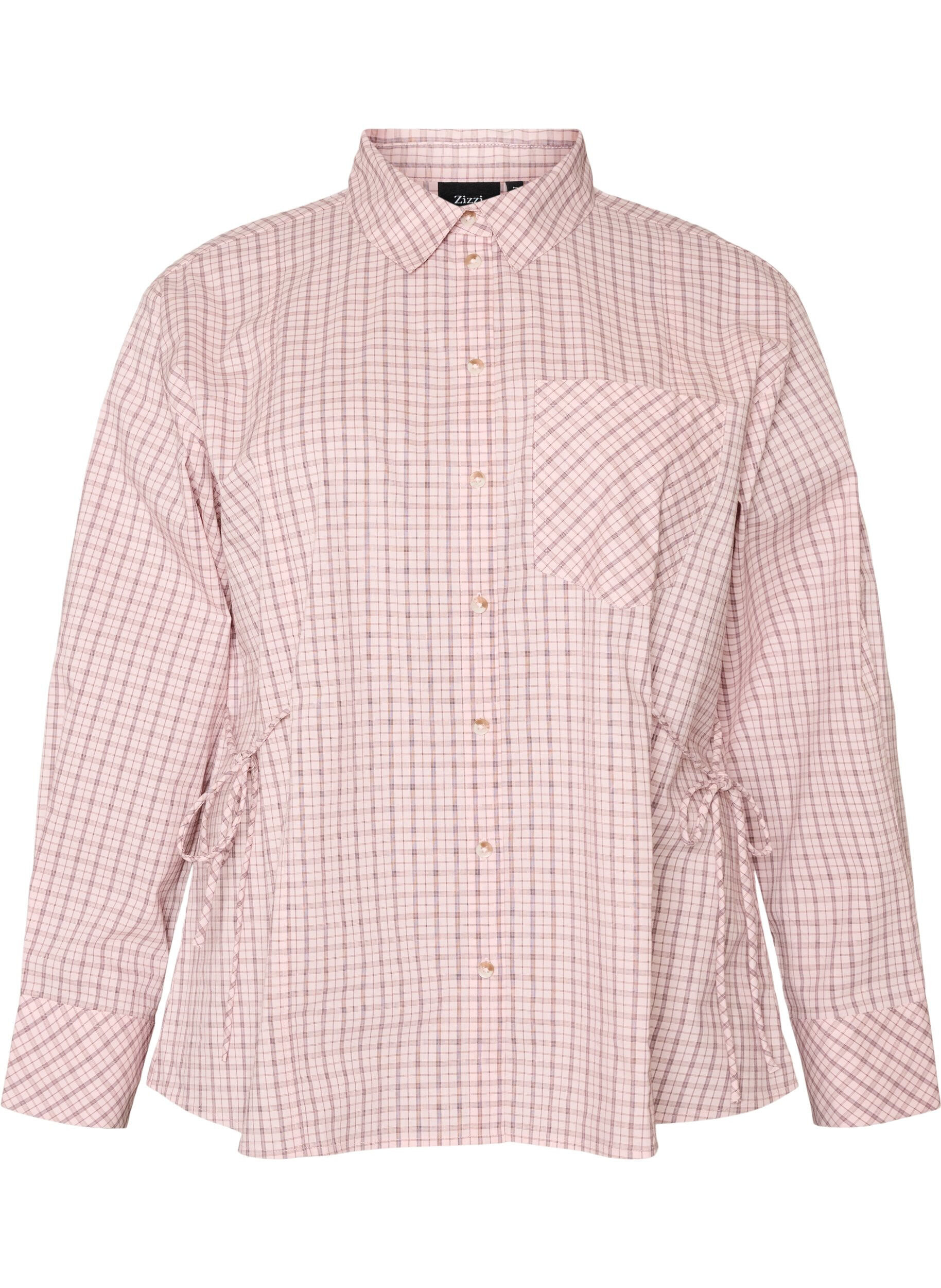 ZizziChemise ample &agrave; carreaux avec ceinture &agrave; nouer, Rose, Packshot image number 0