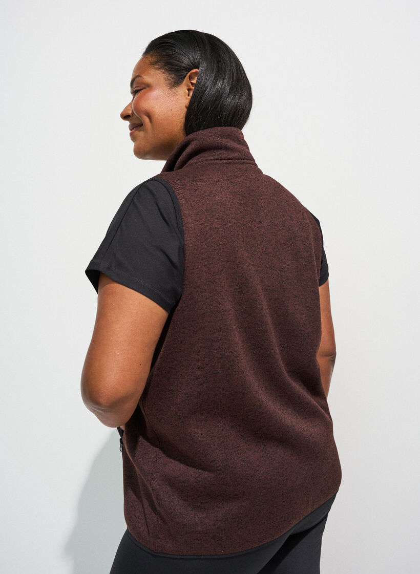 Gilet &agrave; col montant et fermeture &eacute;clair, Marron, Model image number 1