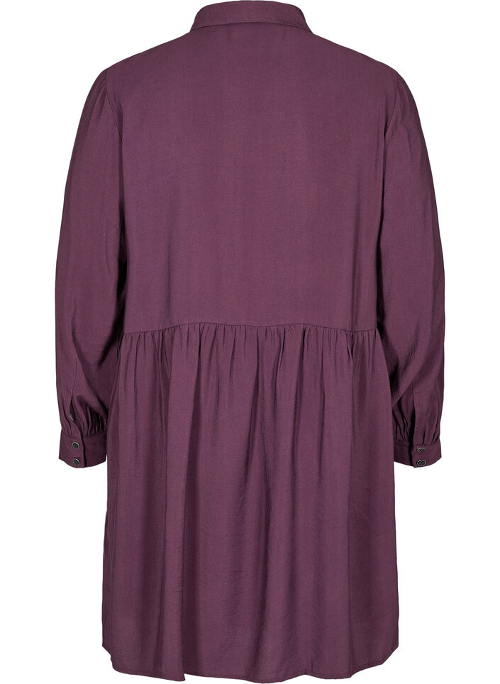 Robe chemise trap&egrave;ze unie, Plum Perfect, Packshot image number 1