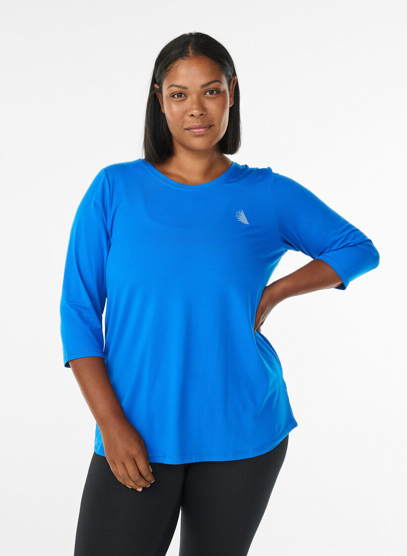 Haut de sport &agrave; manches 3/4, Bleu intense, Model image number 0