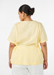 Blouse en m&eacute;lange de coton avec un col en V et un lien &agrave; nouer, Jaune, Model image number 2