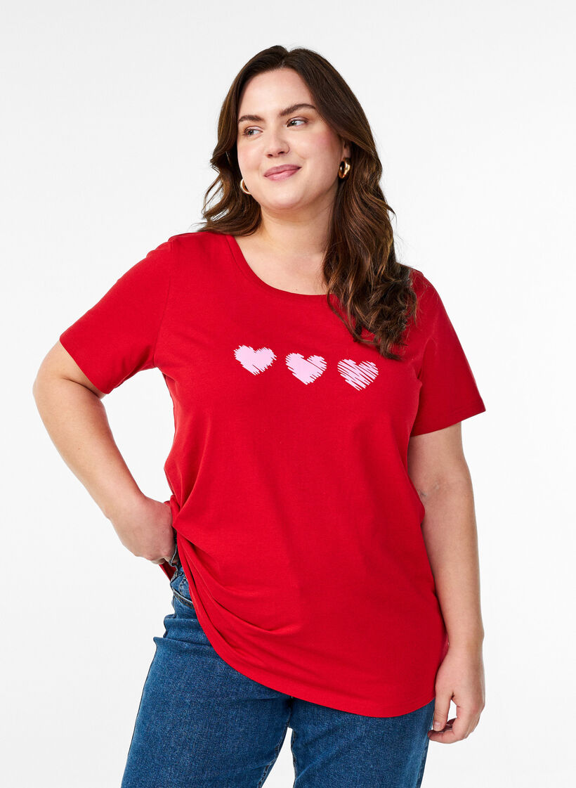 T-shirt en coton avec motif, Salsa w. Hearts, Model image number 0