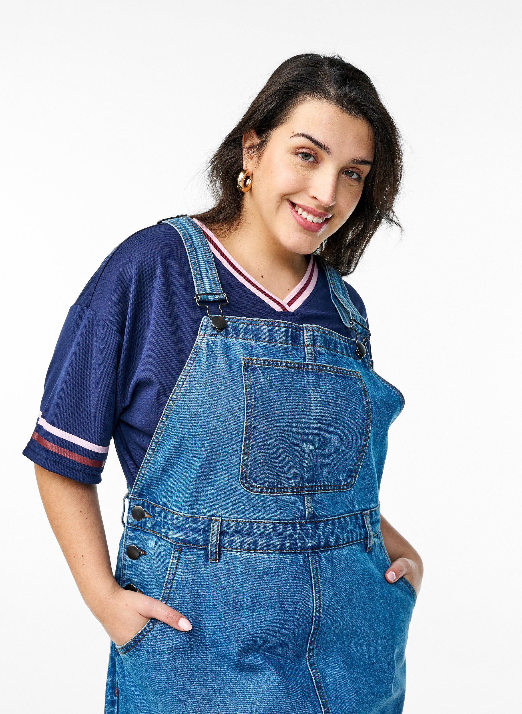 Zizzi Robe en jean midi, Blue Denim, Model image number 2