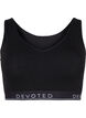 Soutien-gorge en coton &agrave; encolure en V et imprim&eacute; de texte, Noir, Packshot image number 0