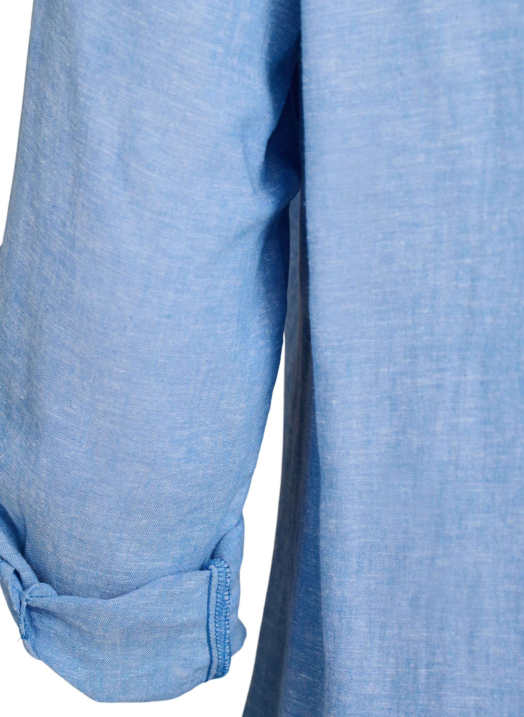 Zizzi Chemise longue en lin et viscose, Bleu, Packshot image number 3