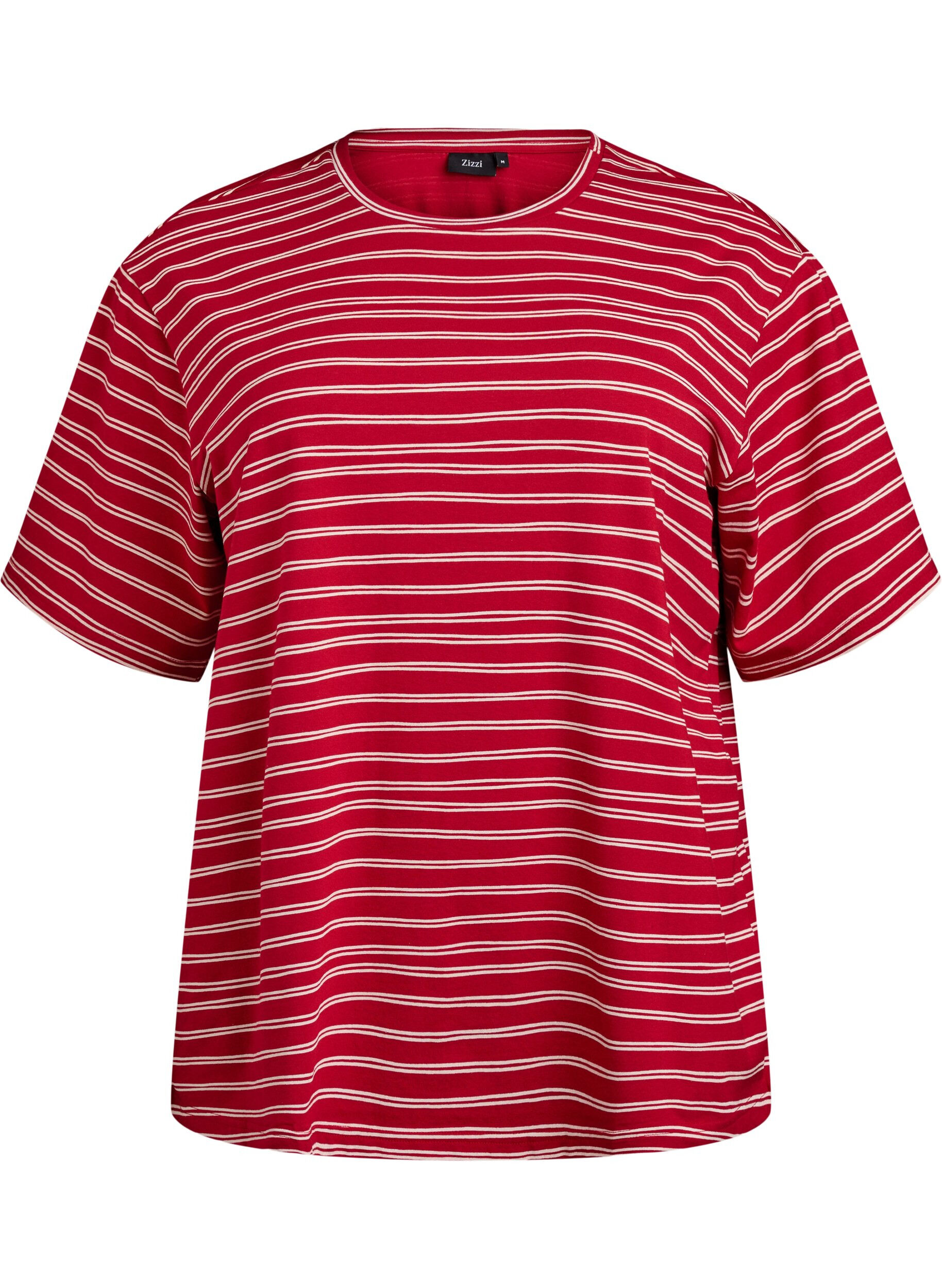 Zizzi T-shirt ray&eacute;, Rouge, Packshot image number 0
