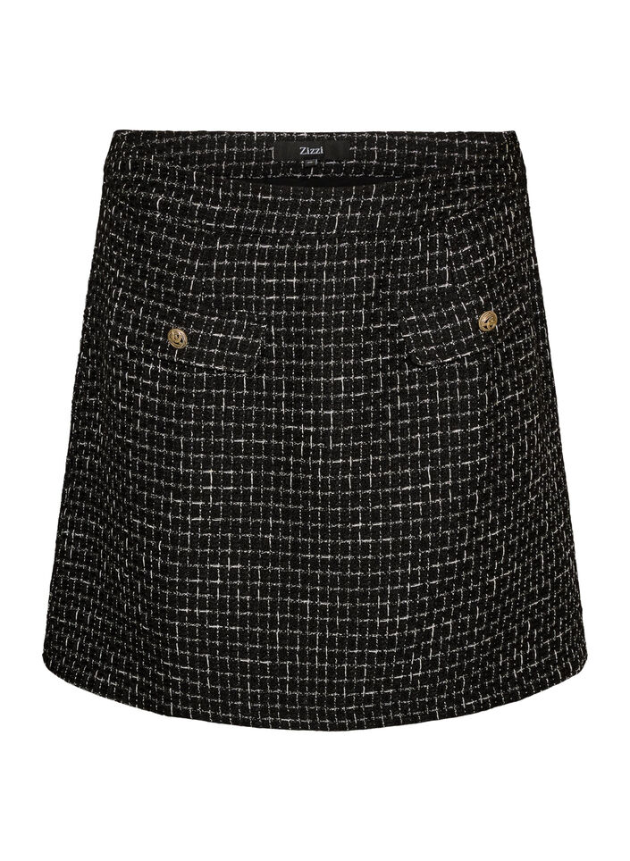 Jupe courte en boucl&eacute;, Noir, Packshot image number 0