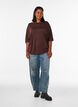 T-shirt ample en jersey de viscose, Marron, Model image number 1