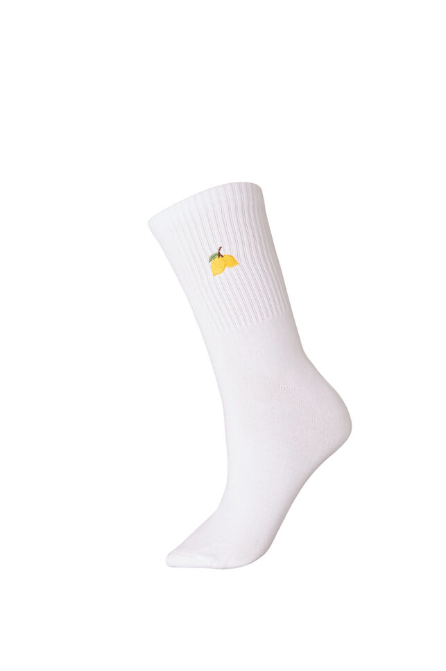 Chaussettes en coton avec motif, Blanc, Packshot image number 0