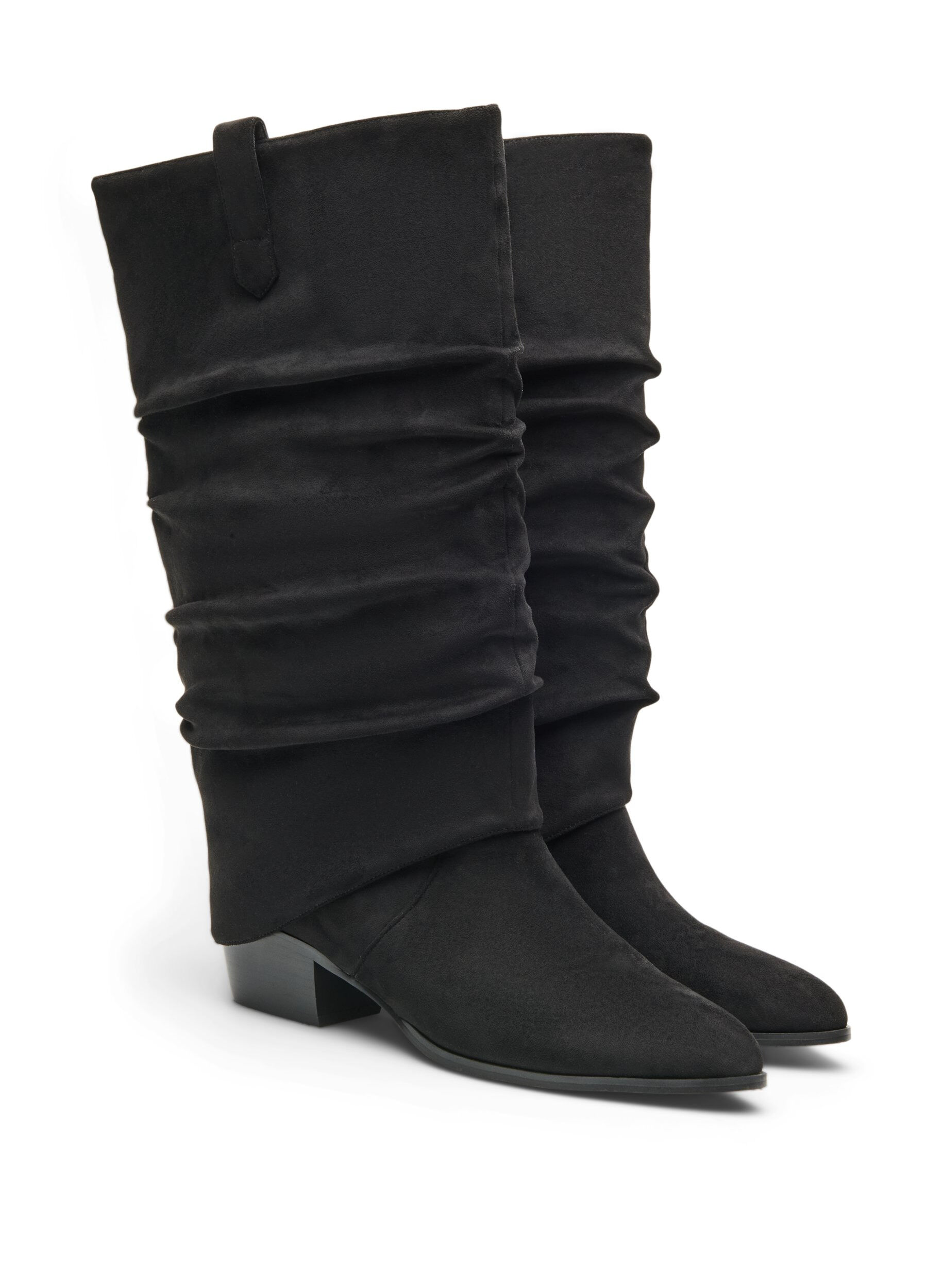 ZizziBotte haute en su&eacute;dine avec tige amovible, Noir, Packshot image number 1