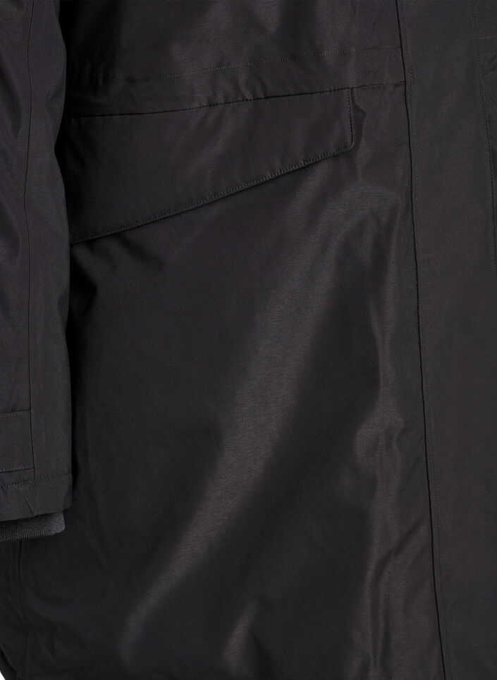 Parka d&eacute;perlante &agrave; capuche et d&eacute;tails fonctionnels, Noir, Packshot image number 3