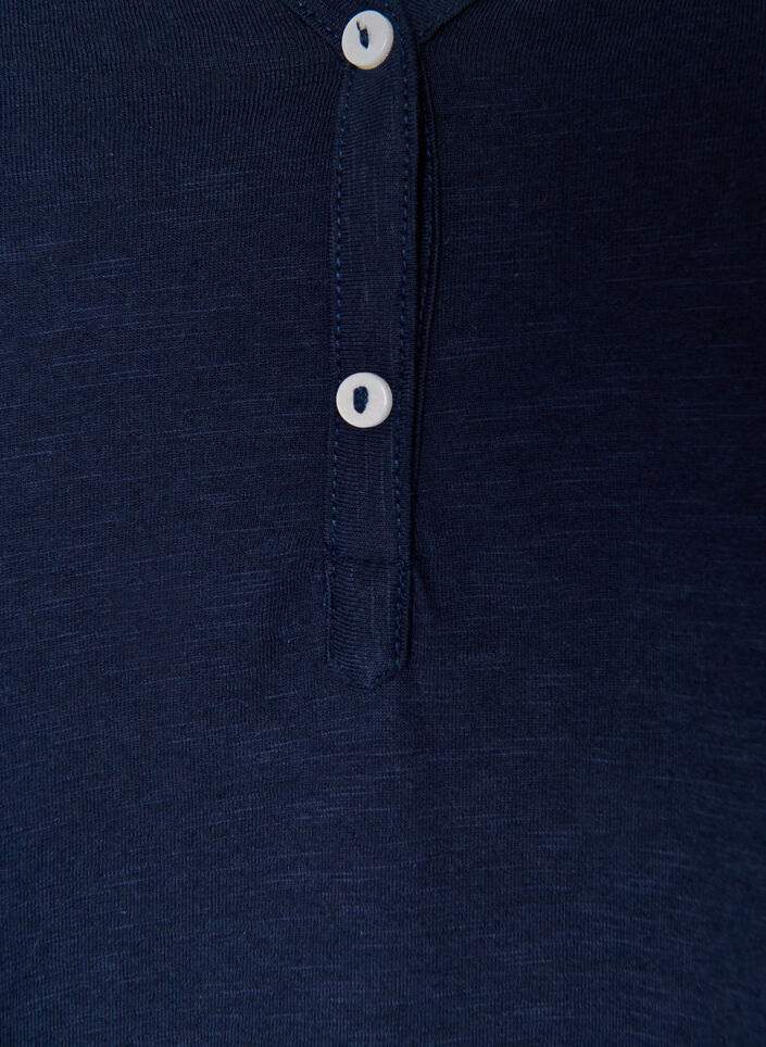 T-shirt &agrave; manches longues avec col V et boutons, Bleu, Packshot image number 2