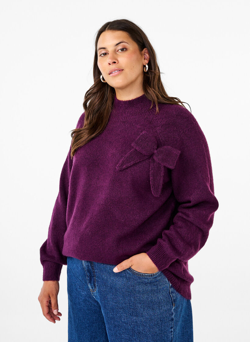 Chemisier en maille avec d&eacute;tail de n&oelig;ud, Potent P. Black Mel., Model image number 0