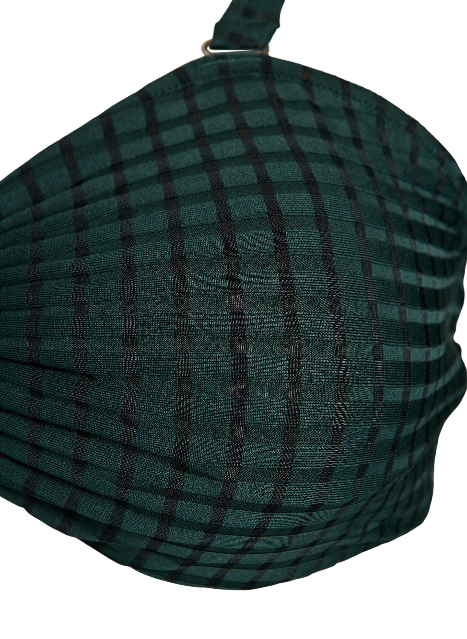 Zizzi Haut de bikini &agrave; carreaux avec bretelles amovibles, Vert fonc&eacute;, Packshot image number 2