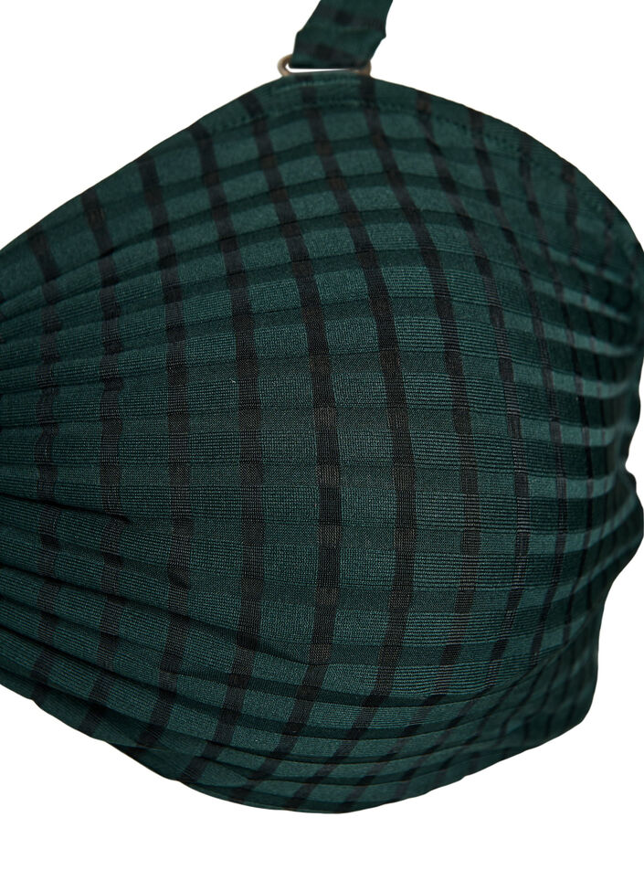 Haut de bikini à carreaux avec bretelles amovibles, Vert foncé, Packshot image number 2