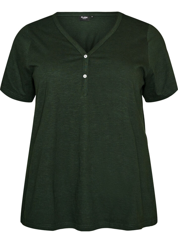 T-shirt dot&eacute; de boutons, Vert fonc&eacute;, Packshot image number 0