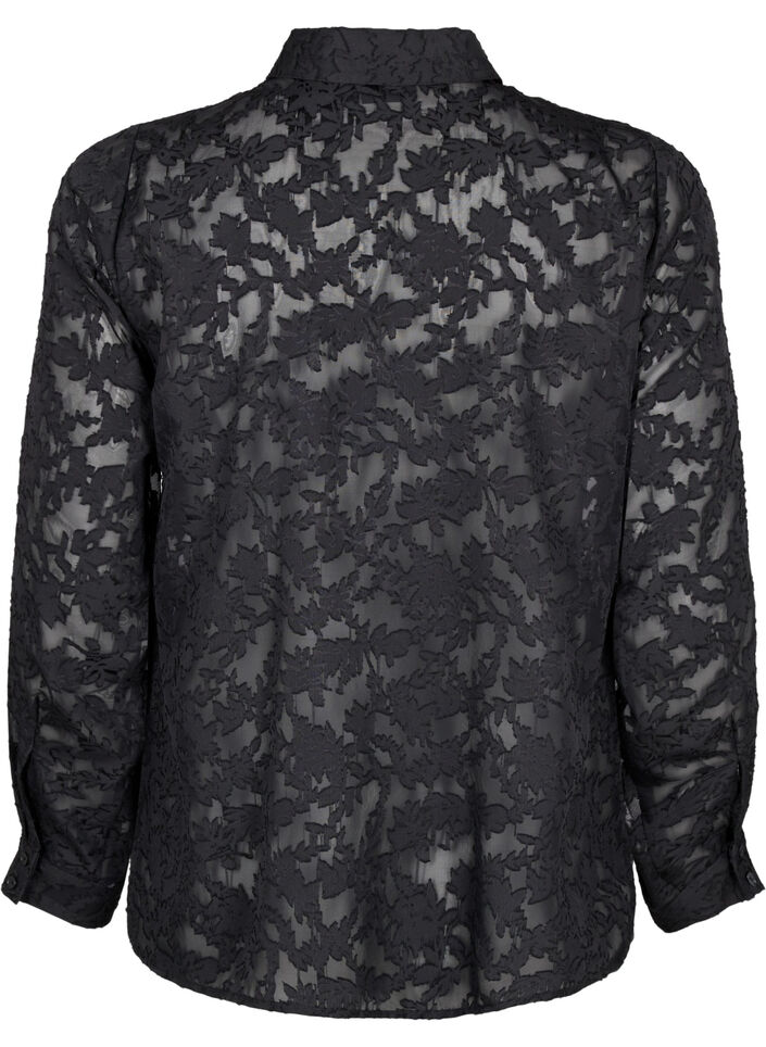 Une chemise en maille jacquard avec boutons, Black, Packshot image number 1