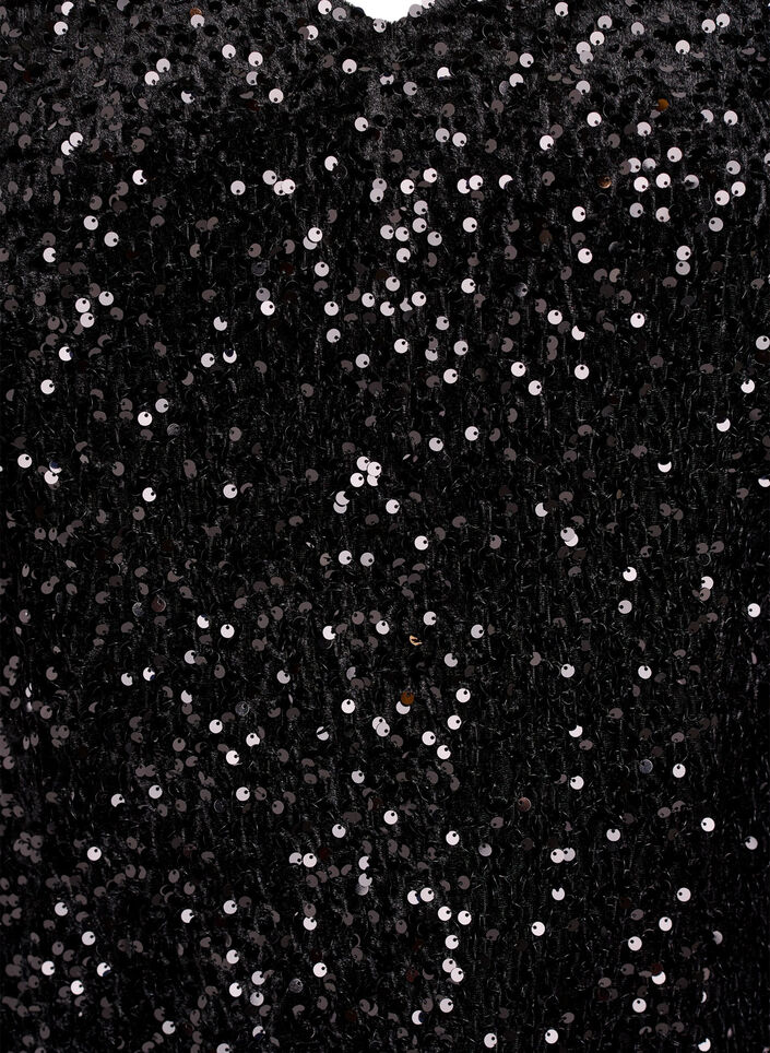 Robe courte &eacute;vas&eacute;e &agrave; sequins, Noir, Packshot image number 2