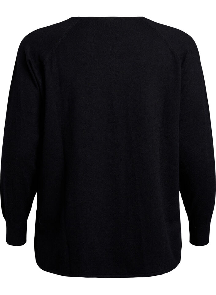 Chemisier en tricot avec col rond et motif tricot, Noir, Packshot image number 1